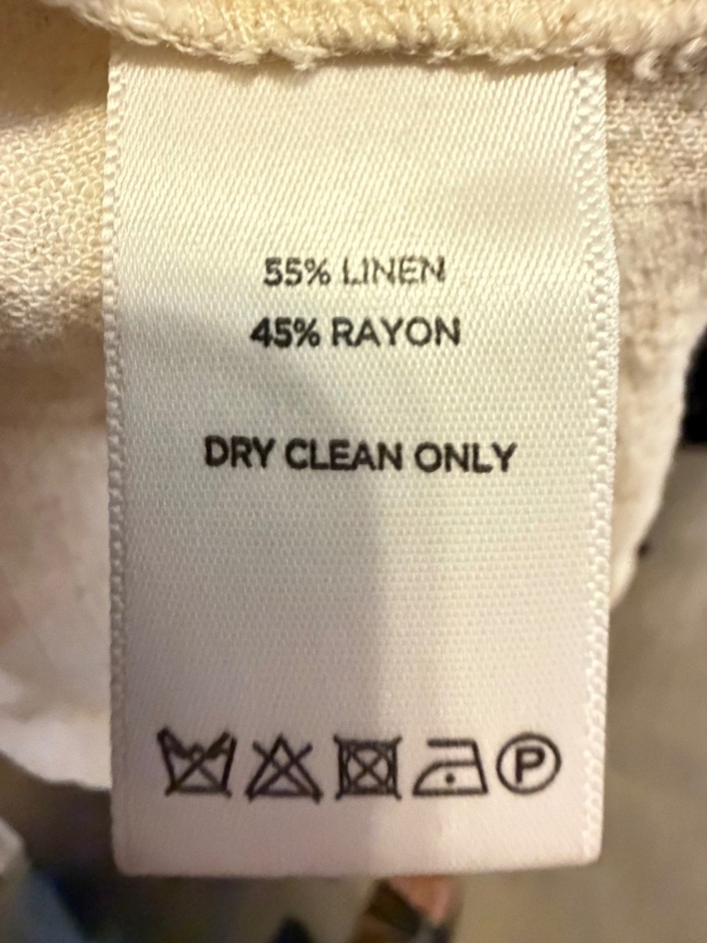 Lilla P Linen Blend Dress Large Oatmeal Ivory Sleeveless Ruffle Trim Drawstring - Picture 3 of 3